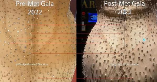 O colecionador publicou algumas imagens do vestido antes e depois do Met Gala. E postou um vídeo feito em 2016 para rebater críticas de que as fotos atuais estariam em qualidade ru(Imagem:Reprodução)