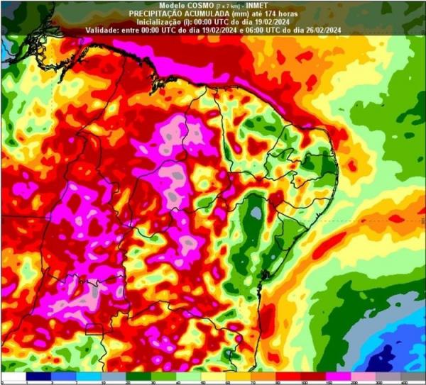 A previsão é de chuvas volumosas, com acúmulo de até 100 mm de água em um período de 24 horas.(Imagem:Divulgação)