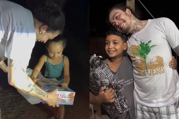 Whindersson Nunes entrega presentes para crianças no Piauí.(Imagem:Reprodução/Instagram)