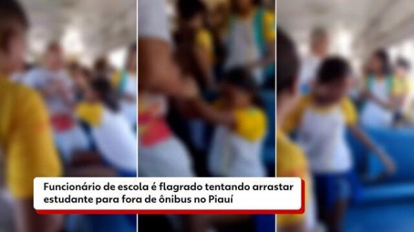 Funcionário é afastado após ser flagrado tentando arrastar estudante para fora de ônibus em Oeiras(Imagem:Divulgação/G1 Piaui)