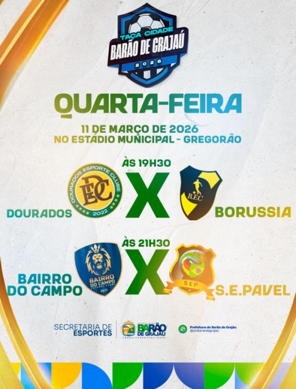 Ta&ccedil;a Cidade Bar&atilde;o de Graja&uacute; 2026 tem rodada nesta quarta-feira no Est&aacute;dio Gregor&atilde;o.(Imagem:Reprodu&ccedil;&atilde;o/Instagram)