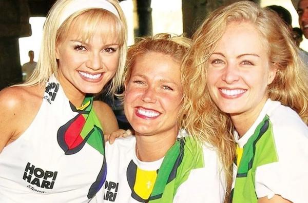 Eliana, Xuxa e Angélica na inauguração do parque Hope Hari, em São Paulo, em 1998.(Imagem:Divulgação)