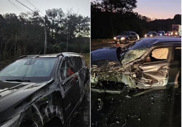 Cantor Fabiano, da dupla com César Menotti, sofre acidente de carro em MG(Imagem:Corpo de Bombeiros)
