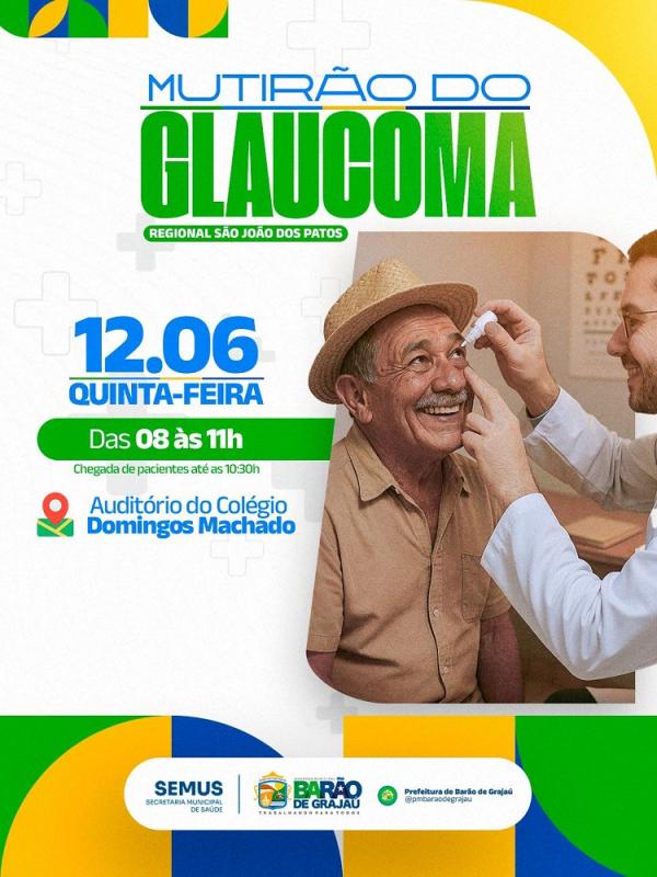 Mutirão do Glaucoma será realizado em Barão de Grajaú na próxima quinta-feira (12/06).(Imagem:Divulgação)