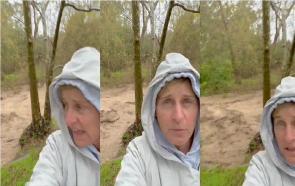 Ellen DeGeneres mostra correnteza das águas perto de sua casa após tempestades na Califórnia e ordem(Imagem:Reprodução)