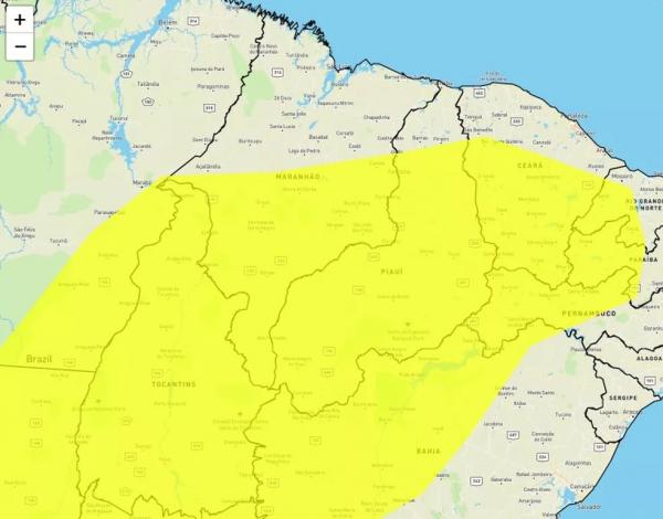  Governo Federal decreta estado de emergência para 11 cidades do Piauí.(Imagem:Inmet )