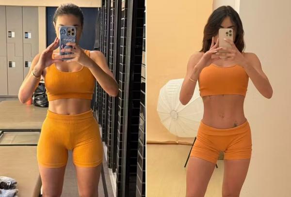 Antes e depois do corpo de Natacha Horana.(Imagem:Arquivo pessoal)