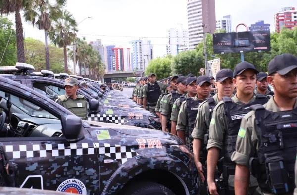 Viaturas e policiais da Polícia Militar do Piauí.(Imagem:Yago Araújo/ Secretaria de Segurança do Piauí)