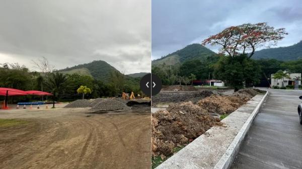  Estado atual da obra no Campo 10, o miniestádio, no Ninho do Urubu.(Imagem:Foto 1: Figura 1: imagem ampliada da obra ? Foto 2)