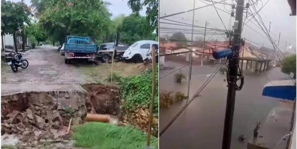 Chuvas causaram alagamentos e estragos em ruas de Floriano, no Piaui - Após meses de calor e tempo seco, Sul do Piauí registra maiores chuvas do Brasil.(Imagem:Reprodução)