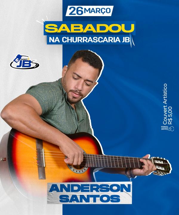 Anderson Santos se apresenta neste sábado na churrascaria JB.(Imagem:Reprodução/Instagram)