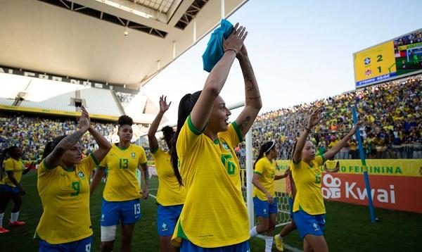 Bia Zaneratto e Ana Vitória marcaram na vitória por 2 a 1 em São Paulo.(Imagem:Lucas Figueiredo/CBF/Direitos Reservados)