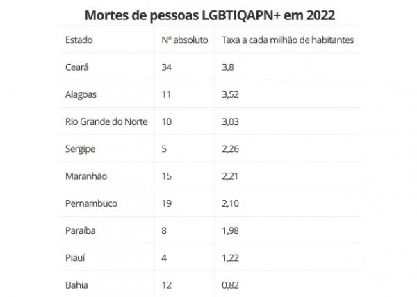 Fonte: Observatório de Mortes e Violências contra LGBT+ no Brasil.(Imagem:Divulgação)