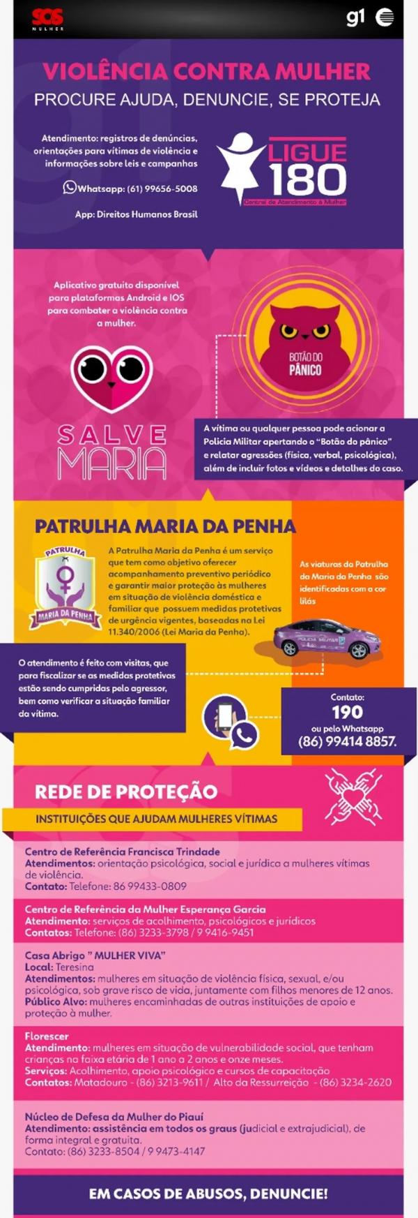 Rede de Proteção à Mulher no Piauí.(Imagem:Arte Adelmo Paixão/g1 PI)