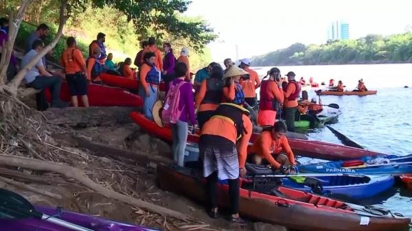 Desafio Entre Rios: piauienses fazem passeio pelo Rio Poti, em Teresina.(Imagem:TV Clube)