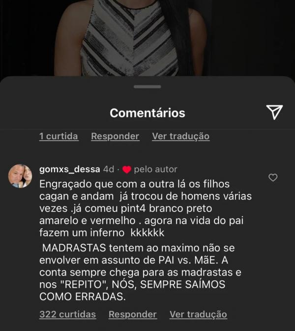 Graciele Lacerda curte comentário que critica Zilu Godói.(Imagem:Reprodução)