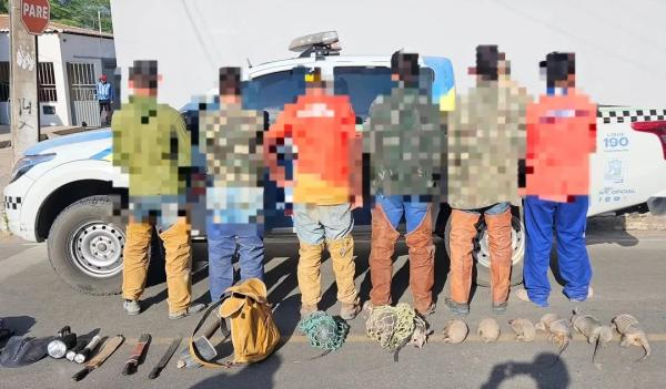 Seis homens são presos por caça ilegal de tatus na zona rural de Pio IX.(Imagem:Polícia Militar do Piauí)