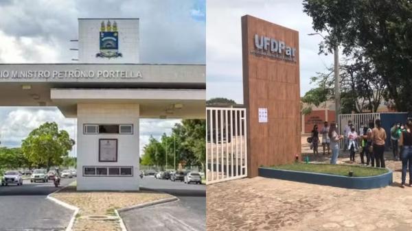 T&eacute;cnicos da UFPI e UFDPar entram em greve por tempo indeterminado nesta segunda (23).(Imagem:Montagem/g1)