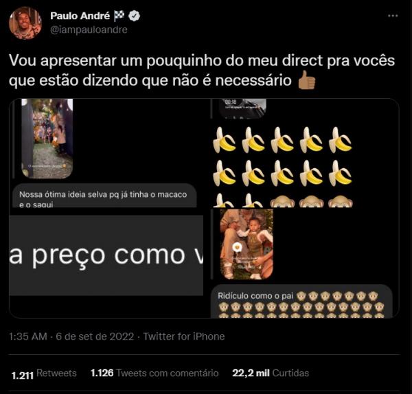 Paulo André expõe ataques racistas a ele e ao filho(Imagem:Reprodução)