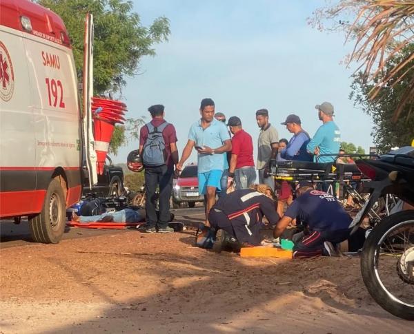  Equipes do Samu tentam socorrer vítima de acidente na PI-112, entre União e Teresina.(Imagem:Reprodução )