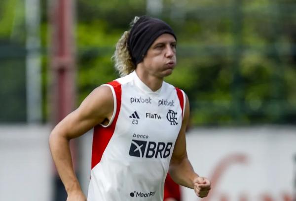 David Luiz em treino do Flamengo(Imagem:Marcelo Cortes/Flamengo)