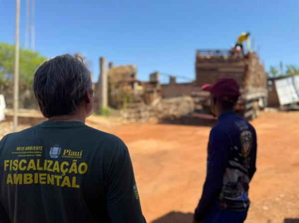 Secretaria do Meio Ambiente e PRF realizam a maior apreensão de madeira ilegal do ano no Piauí(Imagem:Ascom Semarh)