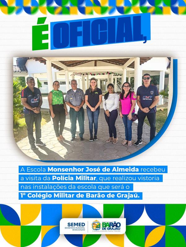 Escola Monsenhor José de Almeida será o 1º Colégio Militar de Barão de Grajaú(Imagem:Divulgação)