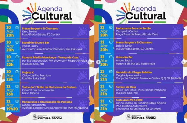 Fim de semana cultural agita Floriano com m&uacute;sica, lazer e divers&atilde;o(Imagem:Reprodu&ccedil;&atilde;o/Instagram)