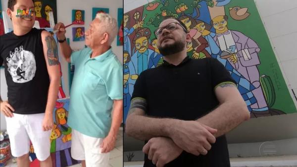 Jornalista Diego e o artista Nonato Oliveira.(Imagem:Reprodução/TV Clube )