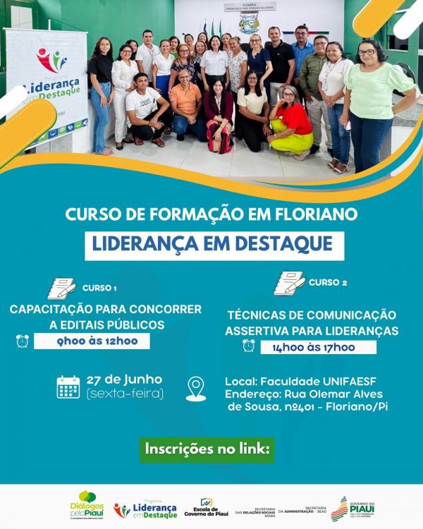O município de Floriano, contemplando o Território de Desenvolvimento Vale dos Rios Piauí e Itaueira, recebe a 4ª edição do Diálogos pelo Piauí nos dias 27 e 28 de junho.(Imagem:Divulgação)