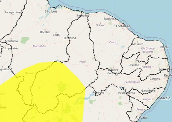 Sobe para quase 70 o número de cidades com alerta para baixa umidade no PI.(Imagem:Reprodução/Inmet)