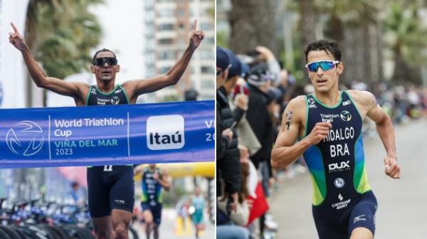 Manoel Messias é ouro e Miguel Hidalgo prata(Imagem:Divulgação/World Triathlon/Direitos Reservados)