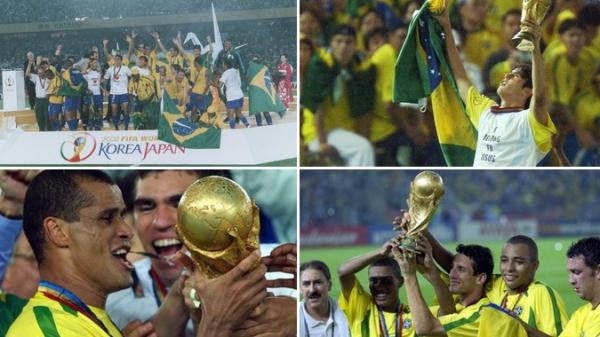 E essa festa brasileira no gramado em Yokohama depois do título da Copa do Mundo? O dia 30 de junho de 2002 foi inesquecível para a Seleção Brasileira e para todo o país!(Imagem:FIFA/Getty Images e Acervo CBF)