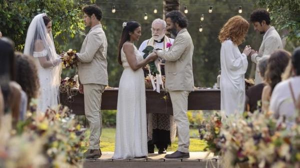 Dira Paes exibe bastidores de casamento triplo na reta final(Imagem:Reprodução)