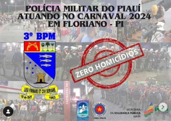 Carnaval Seguro: Polícia Militar celebra operação eficiente e zero homicídios em Floriano.(Imagem:Reprodução/Instagram)
