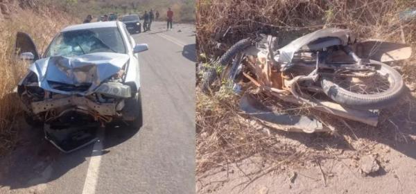 Colisão entre carro e moto deixa um morto no Sul do Piauí.(Imagem:João Victor/Portal B1)
