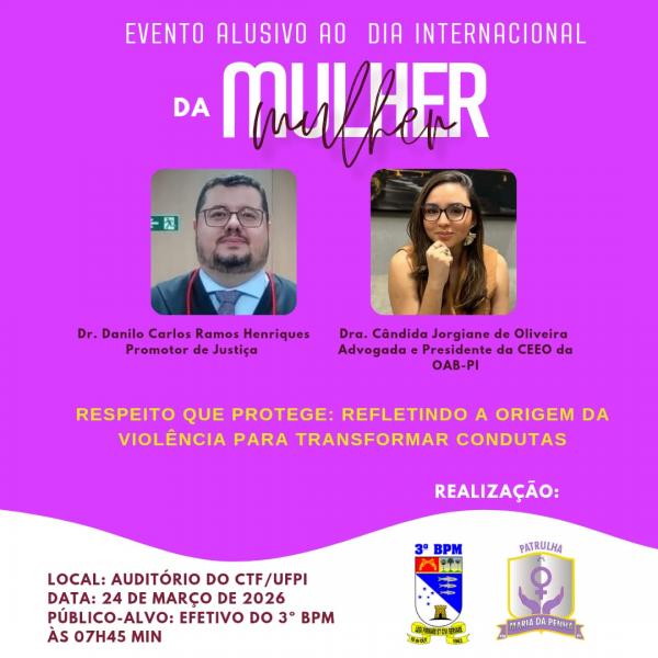3&ordm; BPM realiza evento em alus&atilde;o ao Dia Internacional da Mulher em Floriano.(Imagem:Divulga&ccedil;&atilde;o/PM)