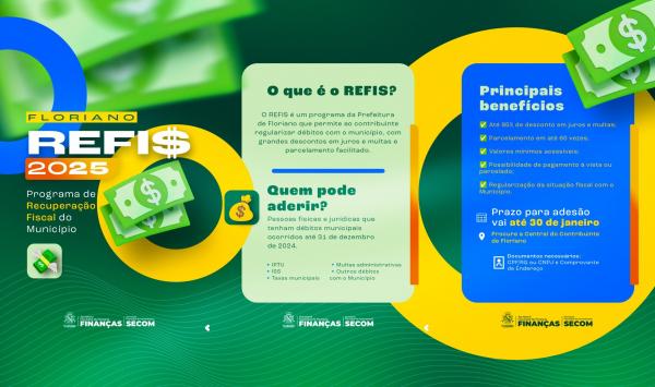 Prefeitura de Floriano prorroga prazo do REFIS at&eacute; 30 de janeiro.(Imagem:Secom)