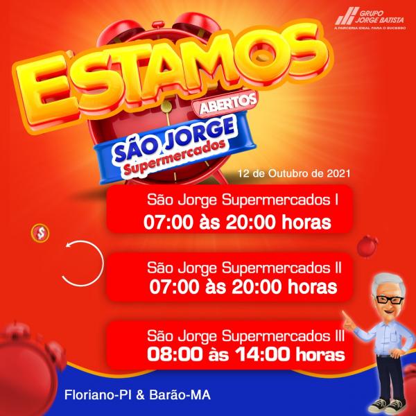 Confira o horário de funcionamento do São Jorge Supermercado nesse feriado.(Imagem:Divulgação)