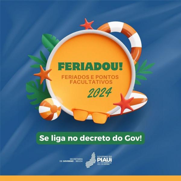 O governador Rafael Fonteles assinou, ainda em janeiro, o Decreto nº 22.663, que define o calendário anual de feriados e pontos facultativos no Estado.(Imagem:Divulgação)