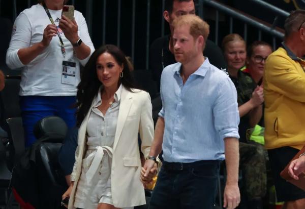 O Príncipe Harry e a atriz e Duquesa Meghan Markle em evento na Alemanha, em setembro de 2023.(Imagem:Getty Images)