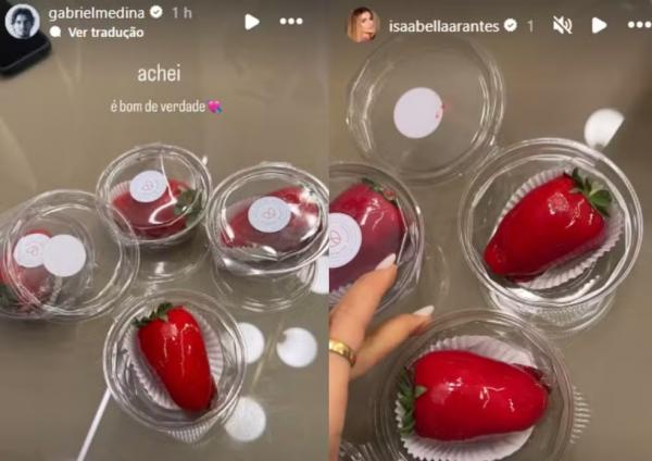 Morango do amor entrega romance de Gabriel Medina e Isabella Arantes.(Imagem:Reprodução/Instagram)