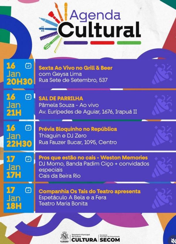 A cidade de Floriano segue respirando cultura, arte e entretenimento. A nova edi&ccedil;&atilde;o da Agenda Cultural re&uacute;ne apresenta&ccedil;&otilde;es musicais, espet&aacute;culos teatrais, eventos esportivos e a&ccedil;&otilde;e(Imagem:Reprodu&ccedil;&atilde;o)