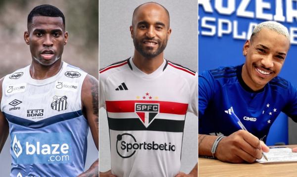 Jean Lucas, Lucas Moura e Matheus Pereira foram algumas das contratações da janela Jean Lucas, Lucas Moura e Matheus Pereira foram algumas das contratações da janela ? Foto:(Imagem:Raul Baretta/ Santos FC; Twitter/São Paulo; Marco A. Ferraz/Cruzeiro)