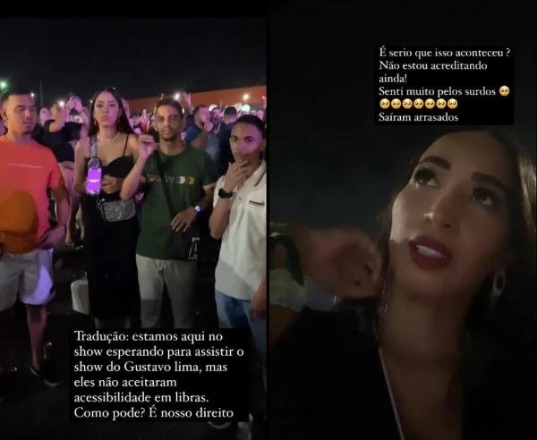 Intérprete de Libras é impedida de traduzir show de Gusttavo Lima em Teresina.(Imagem:Reprodução)