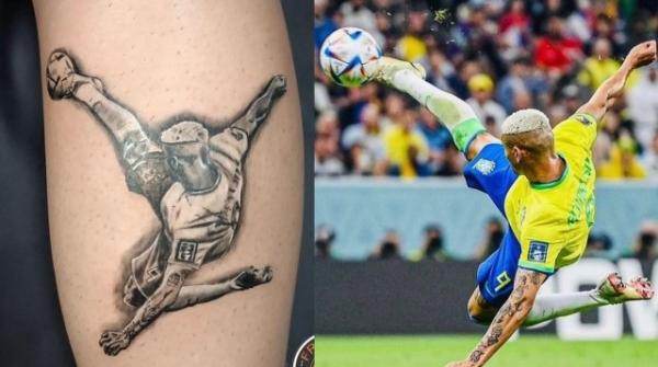 Brasileiro tatua gol de Richarlison na Copa do Catar.(Imagem:Reprodução/Instagram)