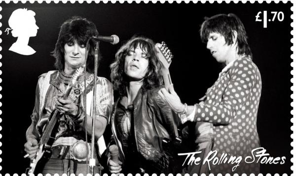 Oito selos apresentam fotos do vocalista Mick Jagger, dos guitarristas Keith Richards e Ronnie Wood, e do baterista Charlie Watts, que morreu em agosto de 2021, se apresentando em(Imagem:Reprodução)