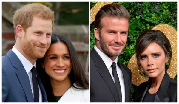  Os casais compostos pelo Príncipe Harry e pela atriz Meghan Markle e pelo ex-jogador de futebol David Beckham e pela cantora e estilista Victoria Beckham.(Imagem:Getty Images )