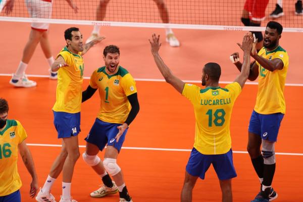 Brasil demora a engrenar, mas bate Tunísia na estreia do vôlei masculino em Tóquio(Imagem:Reprodução)