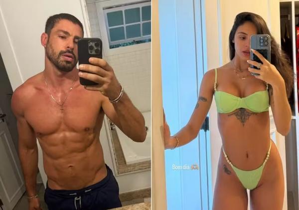 Cauã Reymond e a modelo Luana Mandarina foram fotografados aos beijos na praia.(Imagem:Instagram)
